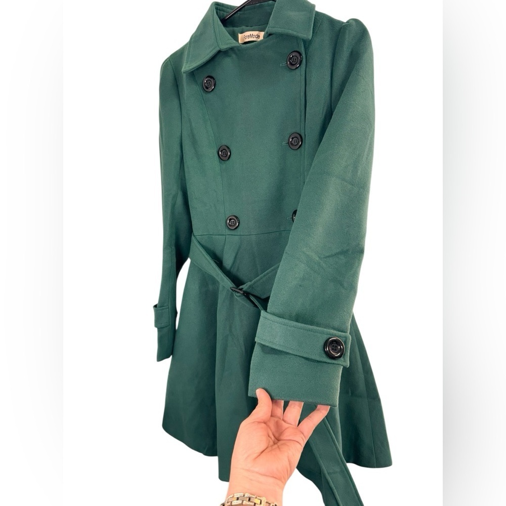 Foremode .Green Trench Coat - Picture 3 of 11